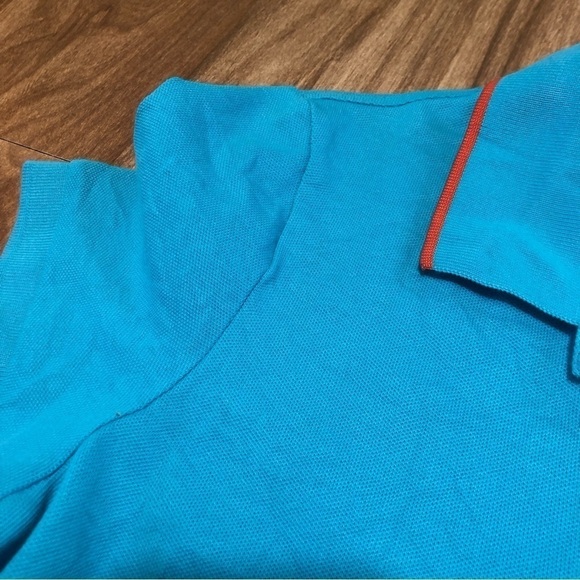 KATE Spade Live Colorfully Polo Shirt Aqua Teal Short Sleeve Womens Size Medium - Picture 9 of 11